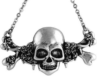 Silvertone crossbones skull necklace
