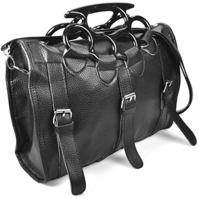 Poizen Industries Lethal black vinyl brass knuckle handle handbag