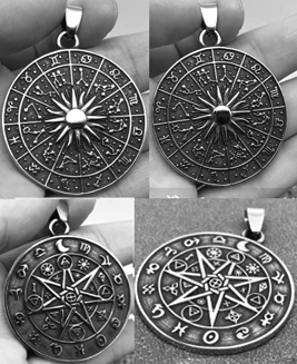 Mio Queena zodiac compass stainless steel pendant necklace