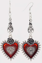 Gothic punk bat heart bloody eye earrings