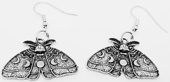 Gothic sun moon moth dangle earrings