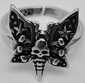 Stainless steel Vintage Butterfly Skull ring