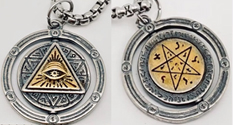 Eye of Horus rotatable two tone pentacle pendant necklace