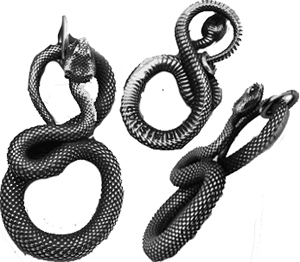 blackened stainless steel snake pendant