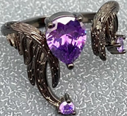 Purple gemstone night elf magic stainless steel ring