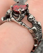 Gemstone skeleton hand stainless steel ring