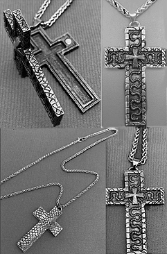Mio Queena opening snake cross stainless steel pendant