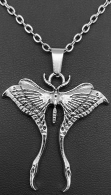 Mio Queena silvertone alloy moth necklace