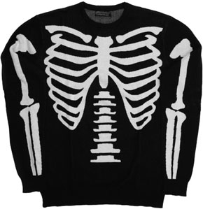 Kreepsville men's black rib cage skeleton bones pullover sweater