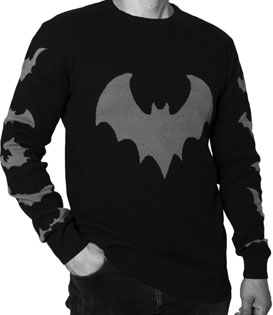 Kreepsville men's/unisex long sleeve black grey Bat sleeve pullover cotton sweater