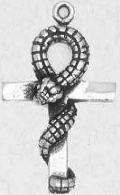 Nirvana pewter ankh with serpent pendant