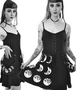 Heartless black cotton elastane Moonchild dress with attached waist bag