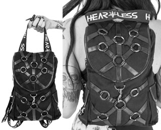 Heartless Black cotton poly vinyl Morality strappy bag