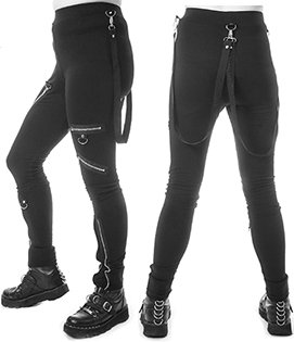 Chemical Black black cotton elastane Morwenna ladies strappy zip leggings