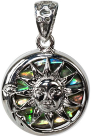 Sun face moon abalone pendant