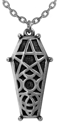 Alchemy Fine English pewter Hex Coffin pendant necklace