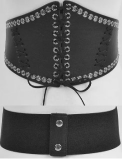 Black stretch corset belt with eyelets