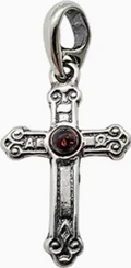 Cognac amber sterling silver cross pendant