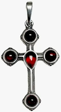 Cherry amber sterling silver cross pendant