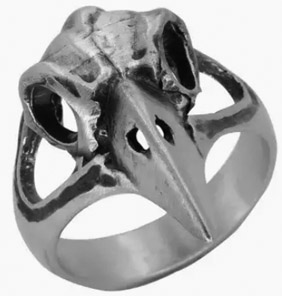 Nirvana pewter raven skull ring