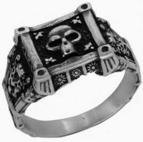 Nirvana pewter mens skull ring