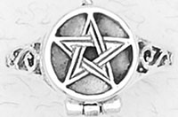 Nirvana sterling silver pentacle poison opening ring