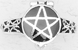 Nirvana pentacle sterling silver poison ring