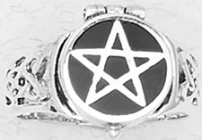 Nirvana pentacle sterling silver poison ring