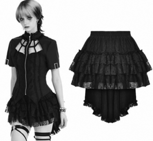 Black fishtail ruffled mini skirt