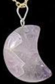 Amethyst crescent moon 1 inch pendant on black cord