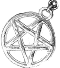 Silver finish 1 inch pentacle pendant necklace on cord