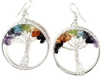 Tree of life chakra multi gemstone earrings