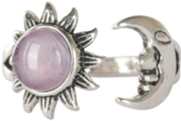 Sun moon amethyst adjustable size ring 