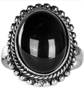 Benjamin black obsidian oval adjustable ring