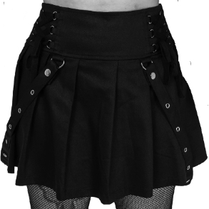 Poizen Industries black cotton elastane strappy Rebellious mini pleated skirt