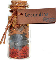 Grounding pocket spell bottle necklace
