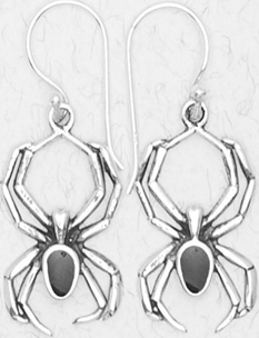 Nirvana sterling silver black inlay spider earrings.