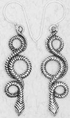 Nirvana sterling silver coiled snake earrings.