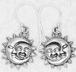 Nirvana sterling silver sun moon earrings.