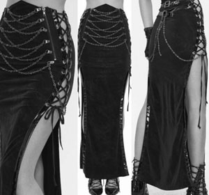 Dark in Love chain maxi skirt with side slits