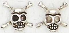 NIrvana Sterling silver skull and crossbone stud earrings