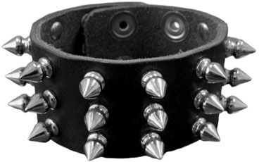  Mascorro Leather 3 row spike black leather wristband 