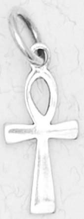 Nirvana sterling silver ankh pendant on black cord