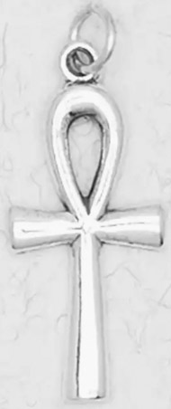 Nirvana sterling silver ankh pendant on black cord