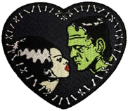 Rock Rebel Frank Bride stitch heart iron on patch.