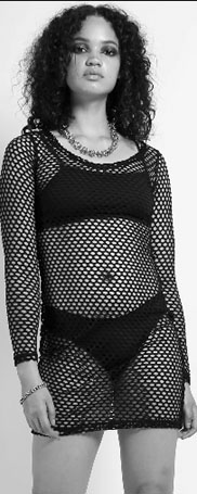 Tripp NYC Mary Q mesh long sleeve black dress