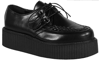 Pleaser/Demonia black vegan pu double sole lace up creeper