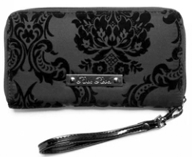 Rock Rebel black damask zip around ladies' wallet