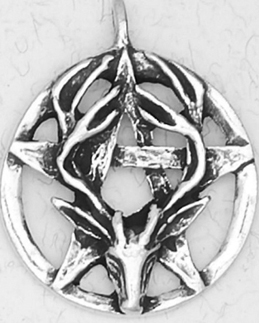  Wiccan stag pentacle pendant necklace on cord