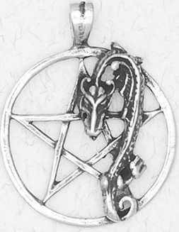 Nirvana pewter pentacleof the dragon pendant on black cord